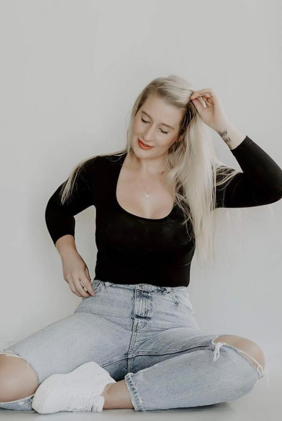 Cotton Blend Square Neck Top